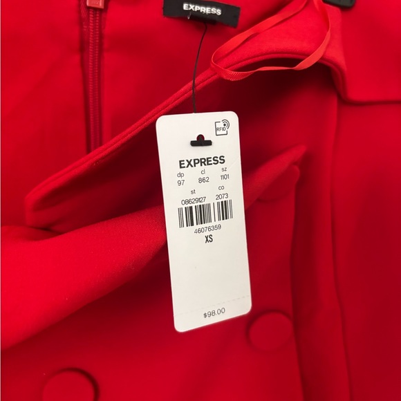 Express Red Off-Shoulder Buttoned Blouse - Picture 4 of 4